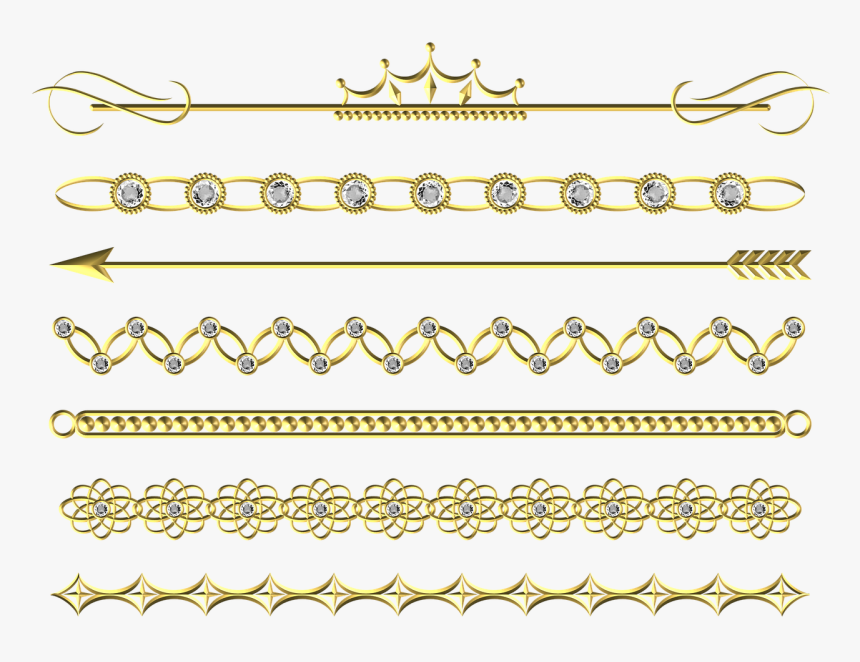 Gold, Divider, Line, Border, Set, Pack, Collection - Dividers And Borders Png, Transparent Png