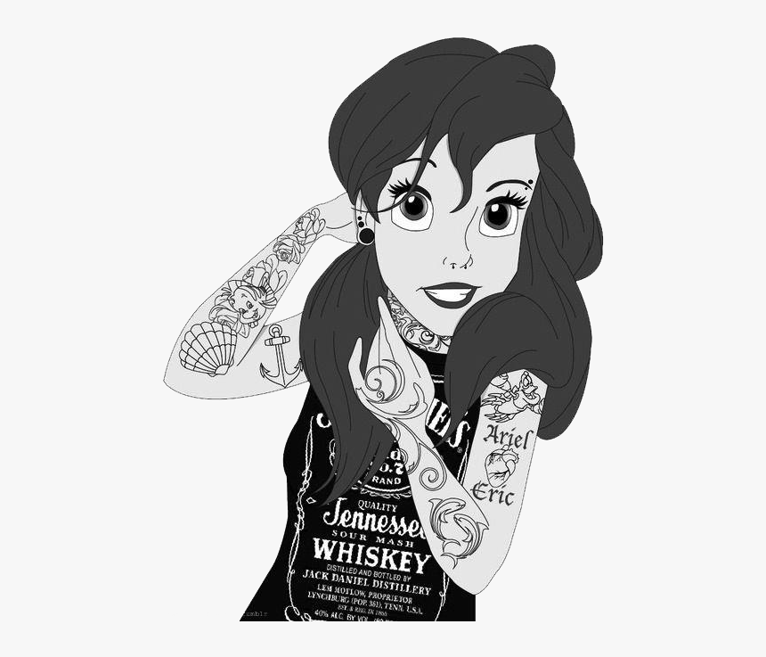 Ariel, Disney, And Tattoo Image - Jack Daniels, HD Png Download