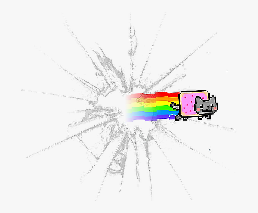 Transparent Nyan Cat Rainbow Png - Bullet Hole In Glass Png, Png Download