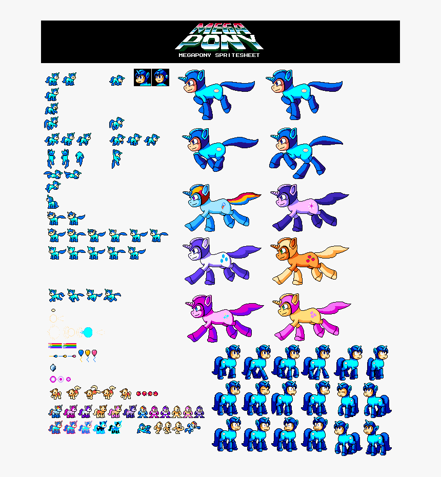 Khaomortadios, Crossover, Megaman, Megapony, Pixel - Mega Pony Sprite Sheet, HD Png Download