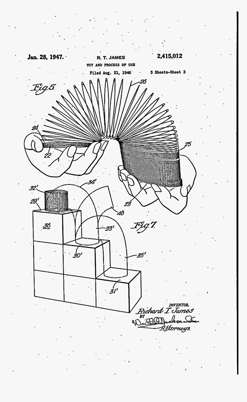 Metal Toy That Goes Down Stairs Clip Arts - Slinky Patent, HD Png Download