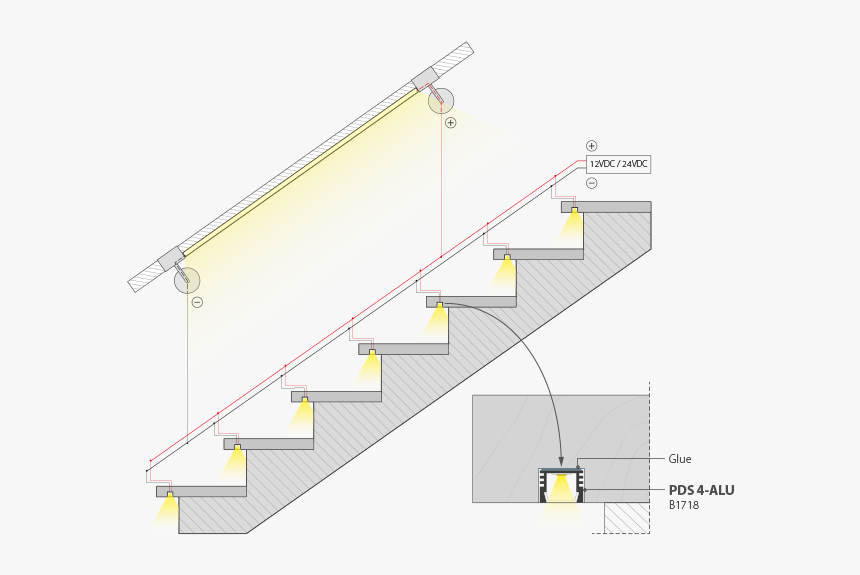 Stairs Led Lights Drawing, HD Png Download