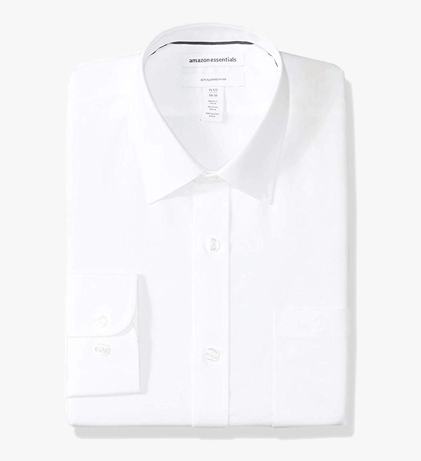 Slim Fit White Shirt By Amazon Essentials - Dress Shirt, HD Png Download