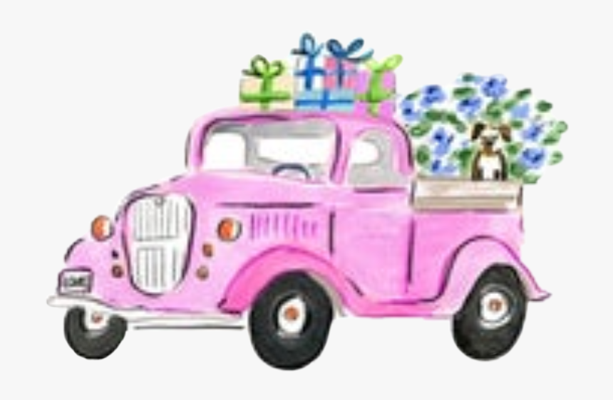 #watercolor #truck #pink #christmastruck #gifts #presents - Breathe In That Sweetness That Hovers, HD Png Download