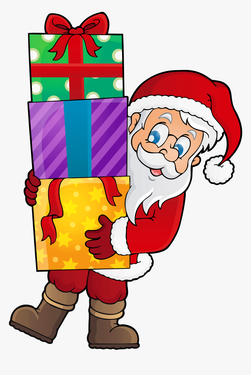Transparent Santa With Presents Png Clipart - Clip Art Santa And Presents, Png Download