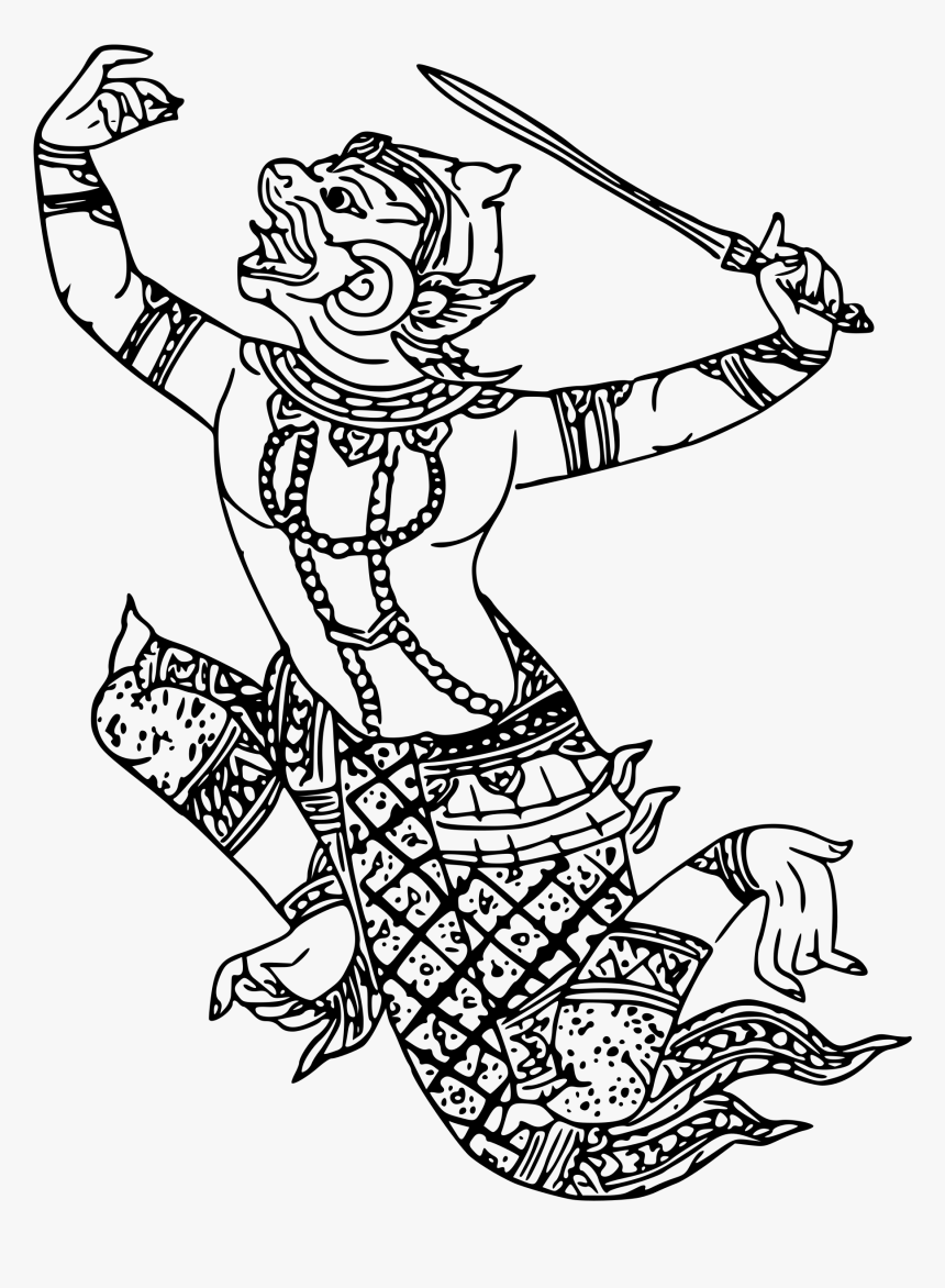 Clipart - Hanuman Line Art, HD Png Download