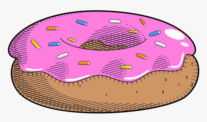 Donut, Doughnut, Strawberry, Sprinkles, Pink, Blue, HD Png Download