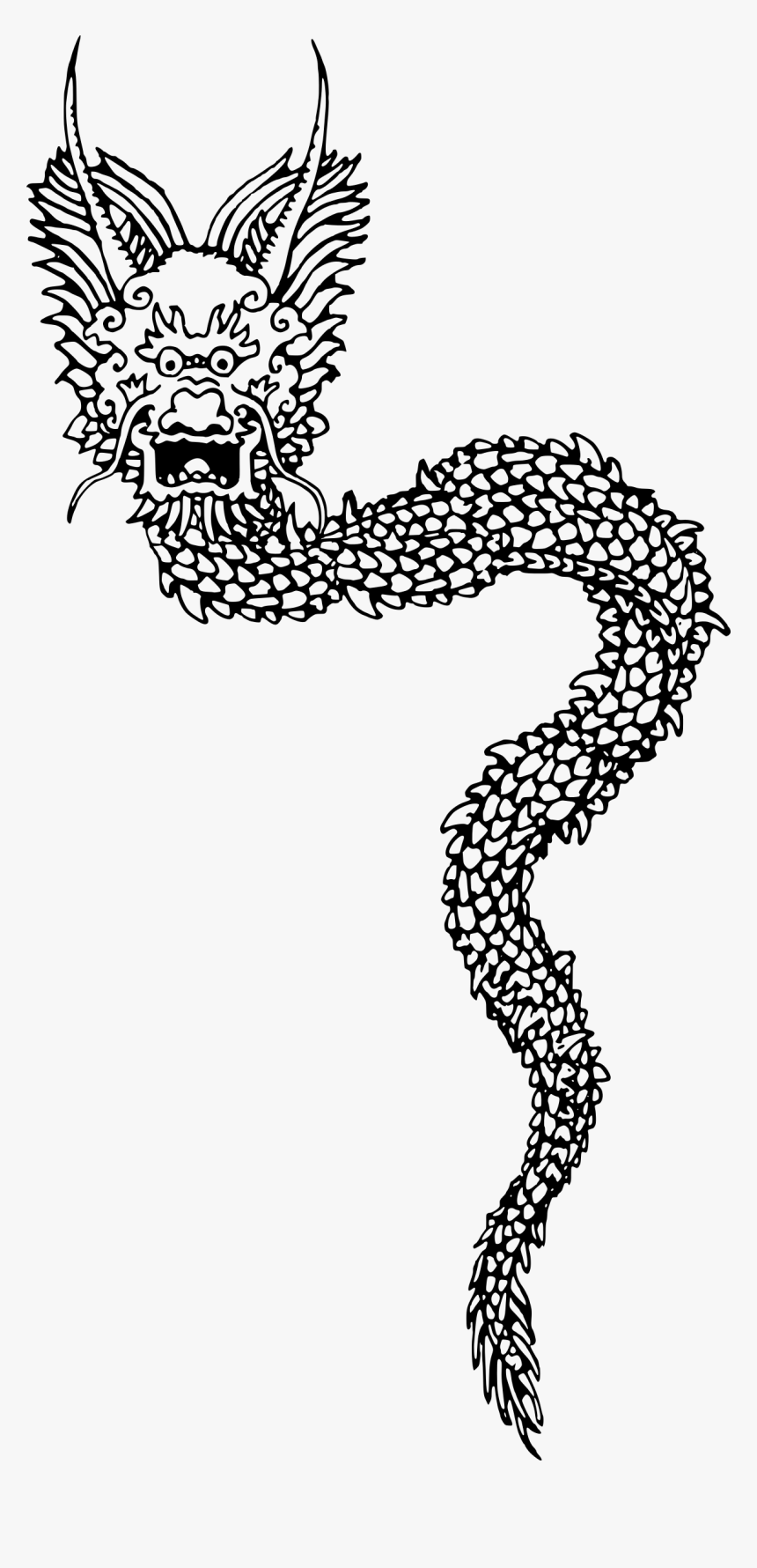 Full Body Clip Arts - Chinese Dragon Black And White Clipart, HD Png Download