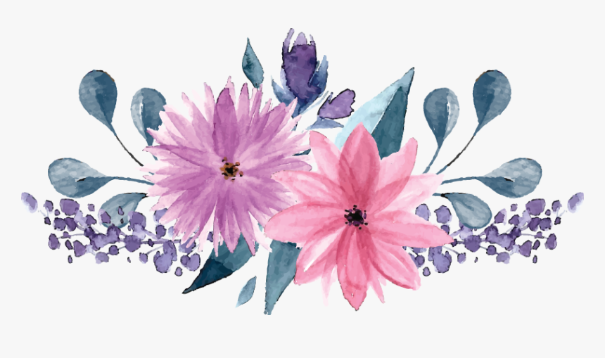 Pink Purple Flower - Free Floral Watercolor Elements, HD Png Download