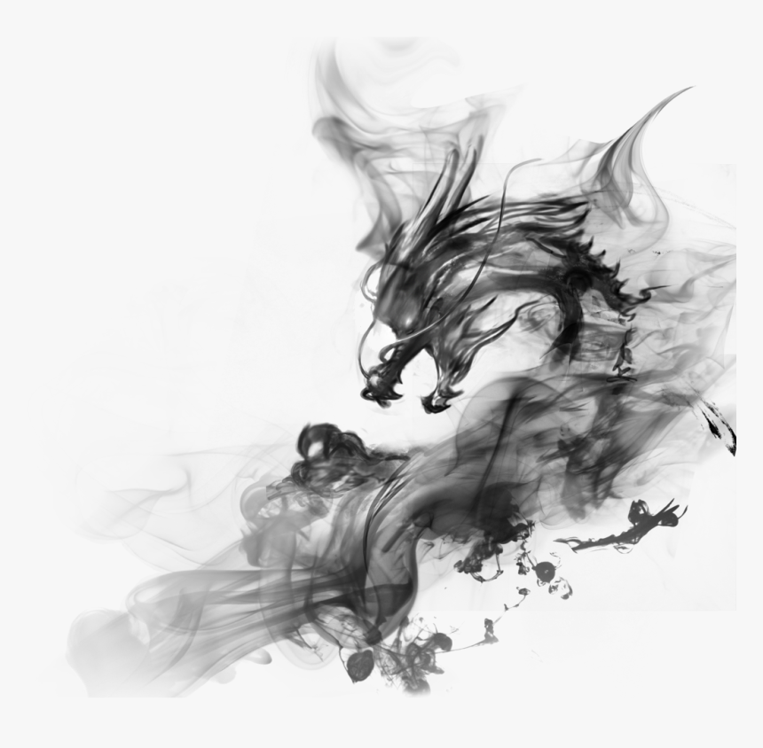 Ink Chinese Dragon Png - Smoke Dragon Png, Transparent Png