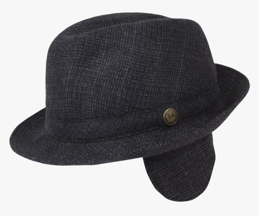 Mario Santorini Wool Tweed Fedora With Earflaps From - Fedora, HD Png Download