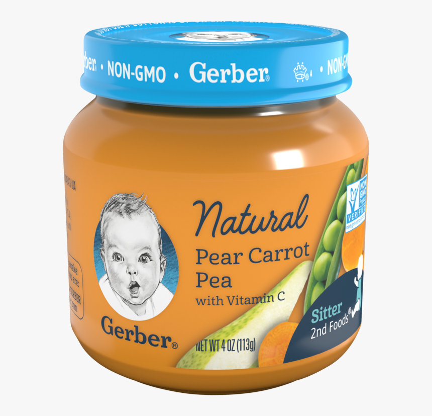Gerber Natural 2nd Foods Pear Carrot Pea - Jar Gerber Baby Food, HD Png Download