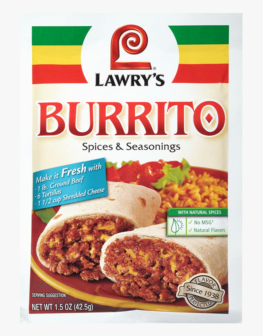 Burrito - Lawry's Chicken Fajita Seasoning, HD Png Download