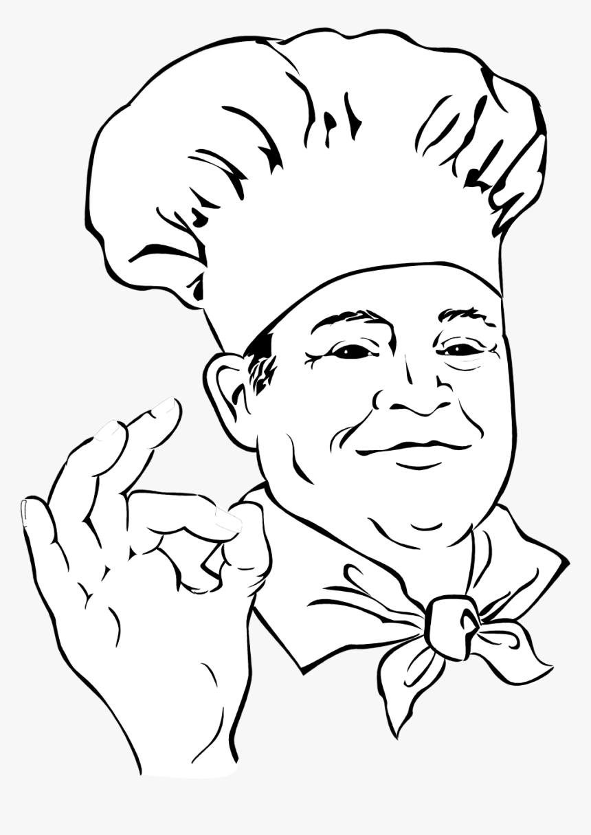 8402 Illustration Of A Chef Making An Ok Hand Gesture - Black And White Ok Hand Sign, HD Png Download