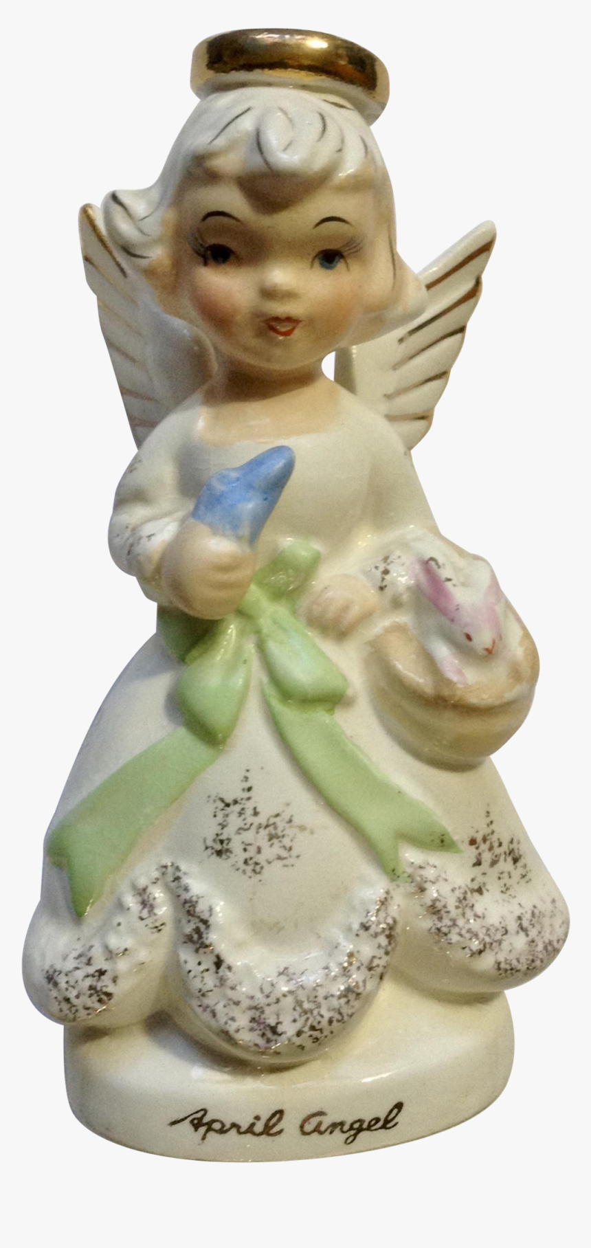 Ucagco April Angel Halo Birthday Girl With Bunny Rabbit - Figurine, HD Png Download