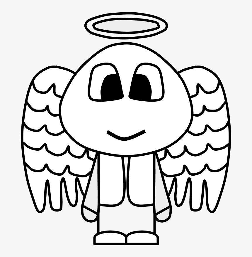 Angel, Halo, Wings, Big Eyes, Cartoon Person, Black - Angel Halo Png Cartoon, Transparent Png