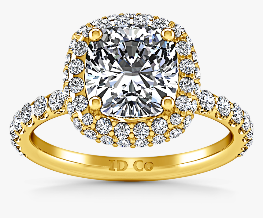 Cushion Cut Engagement - Halo Cushion Cut Engagement Ring, HD Png Download