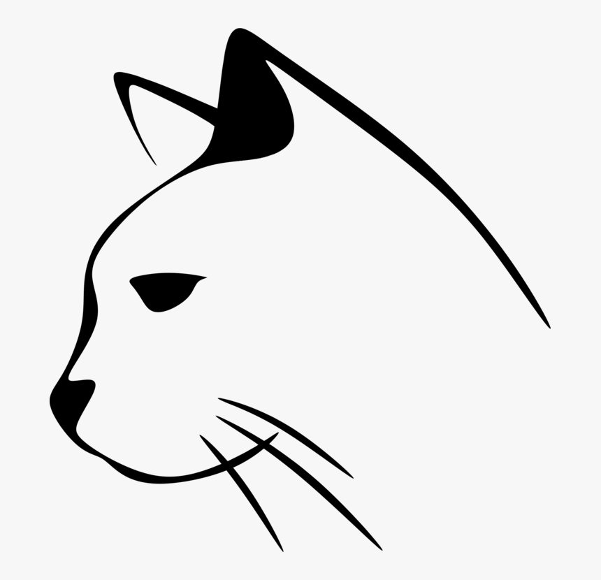 Art,monochrome Photography,carnivoran - Black And White Cat Head Clip Art, HD Png Download