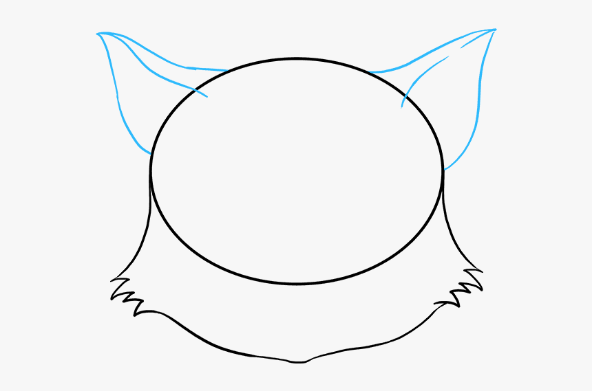 How To Draw Cat Face - Fluffy Cat Face Drawing, HD Png Download