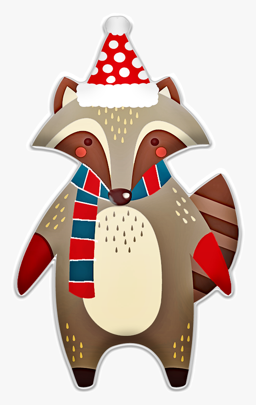 Christmas Raccoon, Hat, Scarf, Winter, Animal, Raccoon - Raccoon Christmas Png, Transparent Png