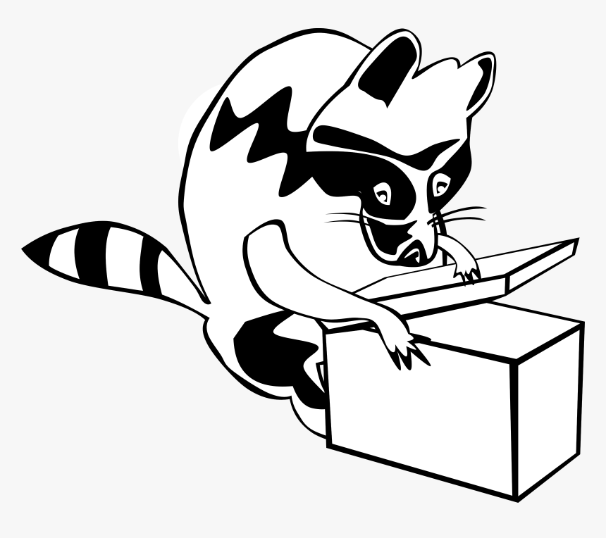 Raccoon Opening Box Clip Arts - Open The Box Clipart Black And White, HD Png Download