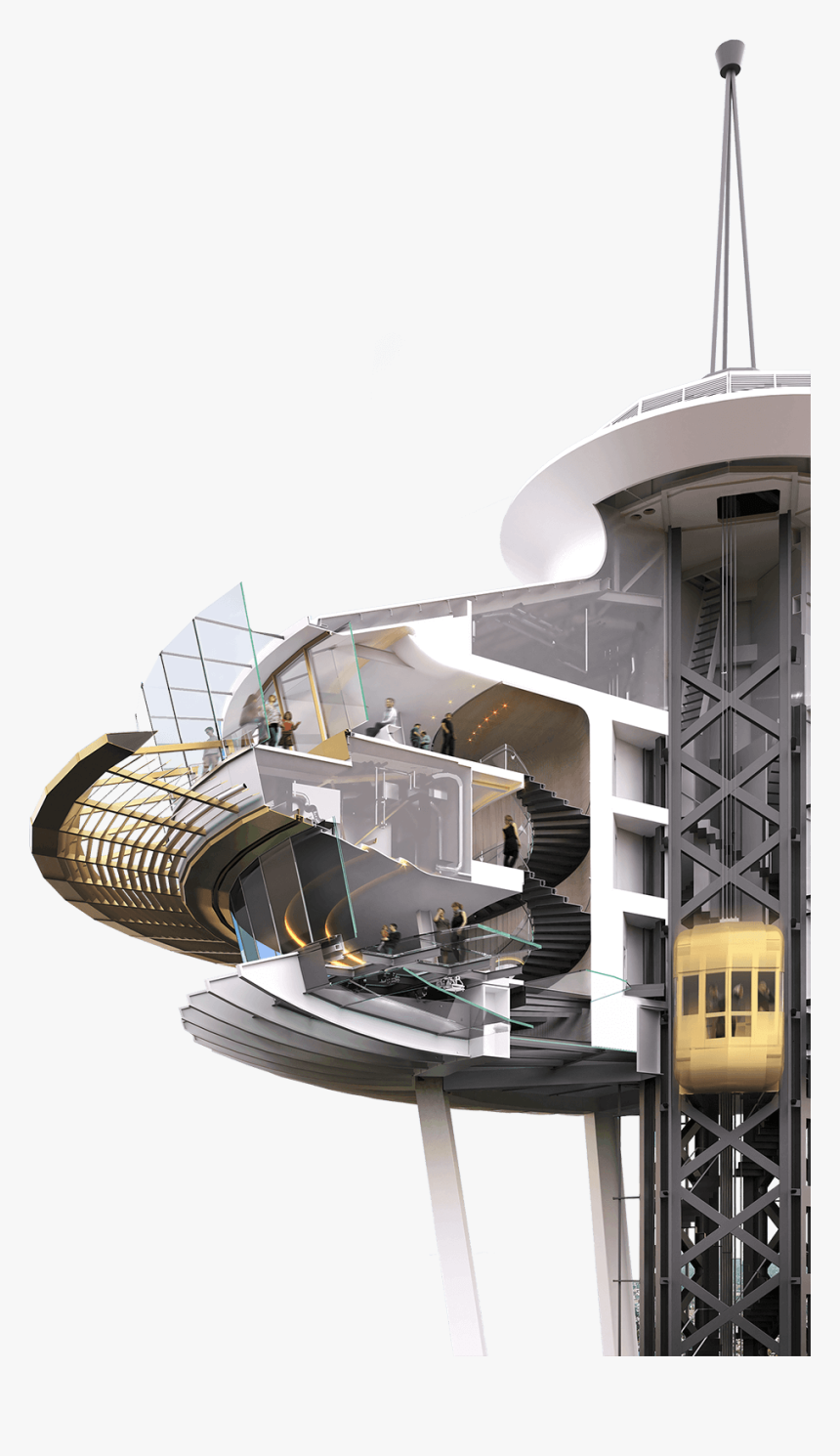 Space Needle Cutaway Image - Space Needle, HD Png Download