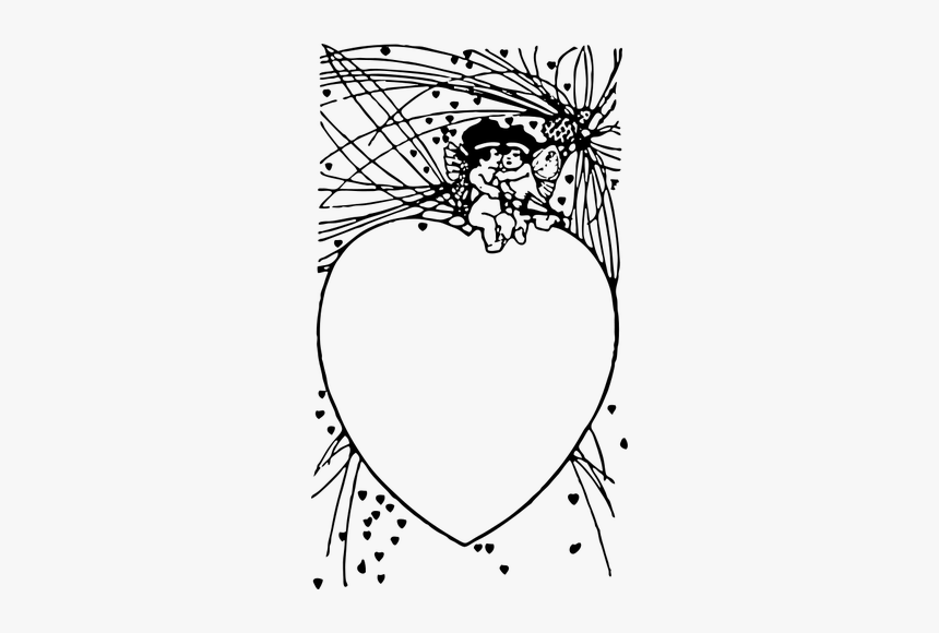 Vector Image Of Two Cupids On A Heart - Cupid Frame Clipart, HD Png Download