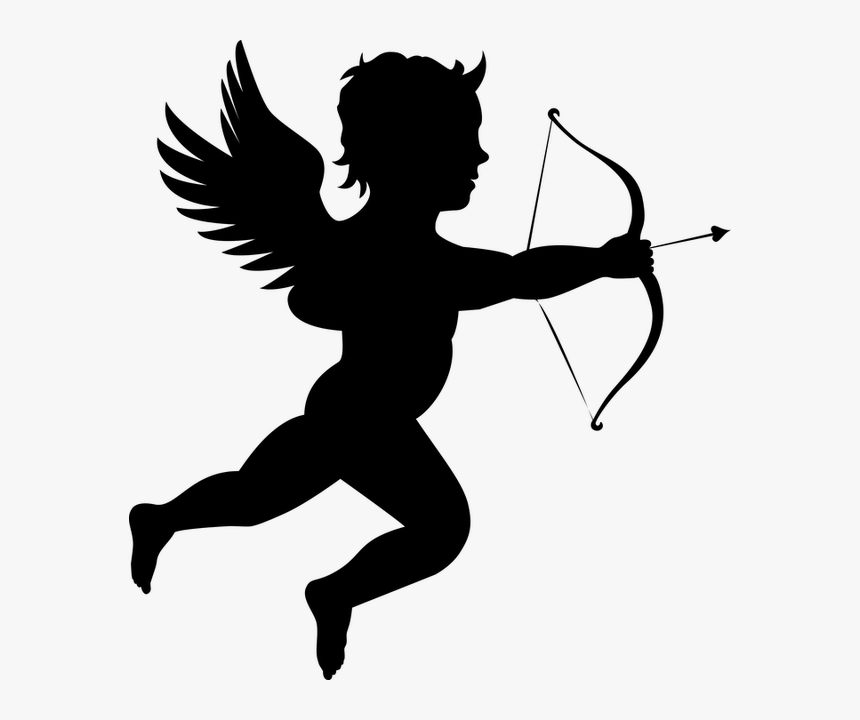 Angel, Arrow, Bow, Cartoon, Cherub, Chubby, Cupid - Cupid Silhouette Png, Transparent Png