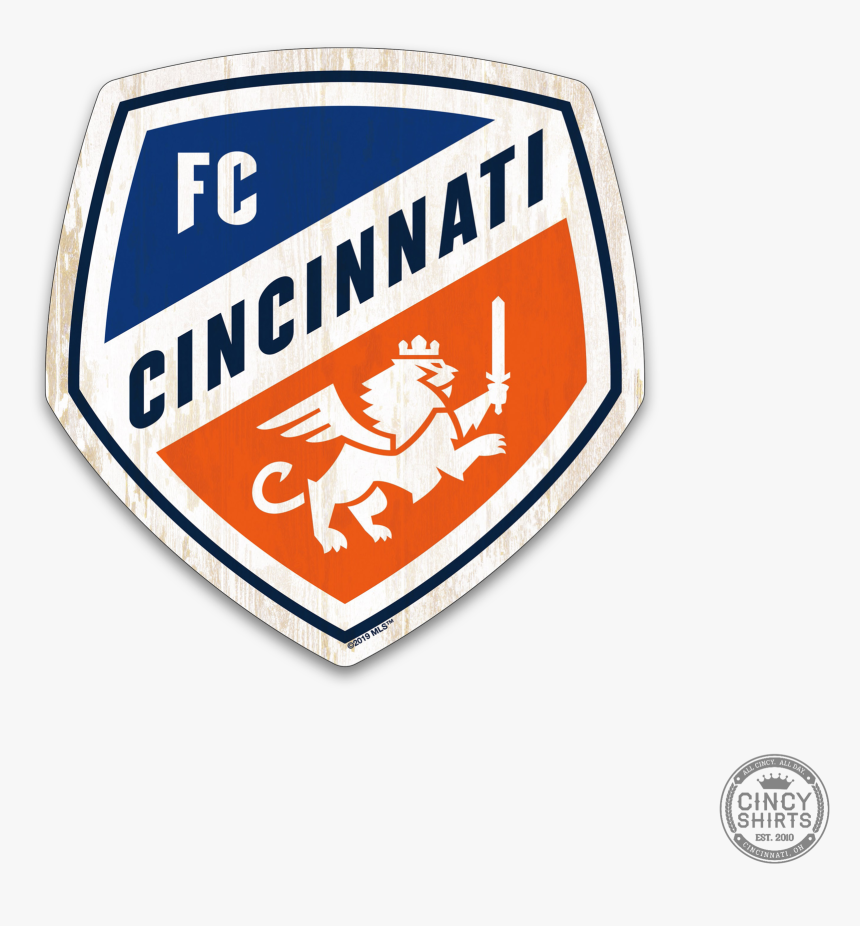 Official Fc Cincinnati Crest Logo Wood Sign - Emblem, HD Png Download