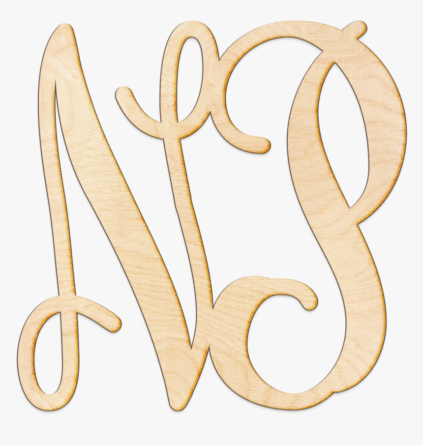 Vine Initials Monogram Wood Sign 
 Class - Calligraphy, HD Png Download