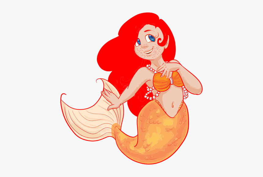 Redhead Mermaid - Cartoon Mermaid Red Head, HD Png Download