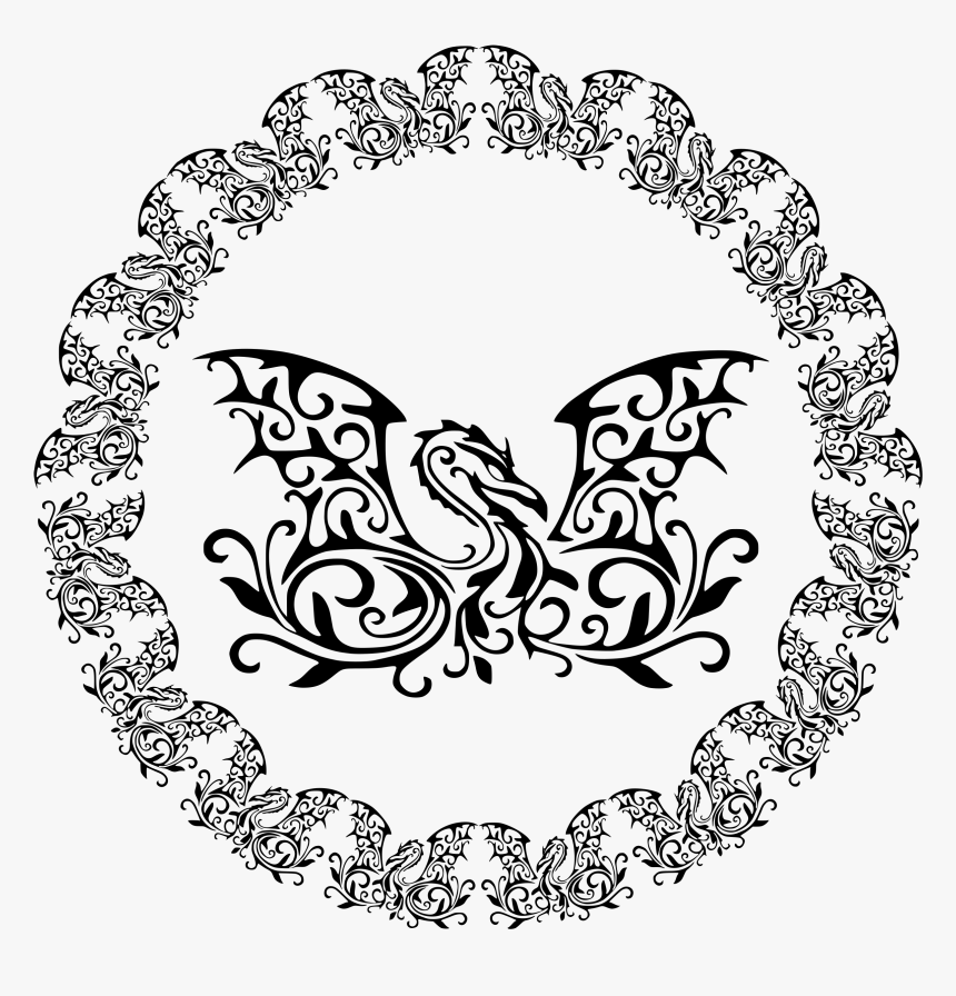 Dragon With Same Circle Border - Dragon Border Circle Transparent, HD Png Download