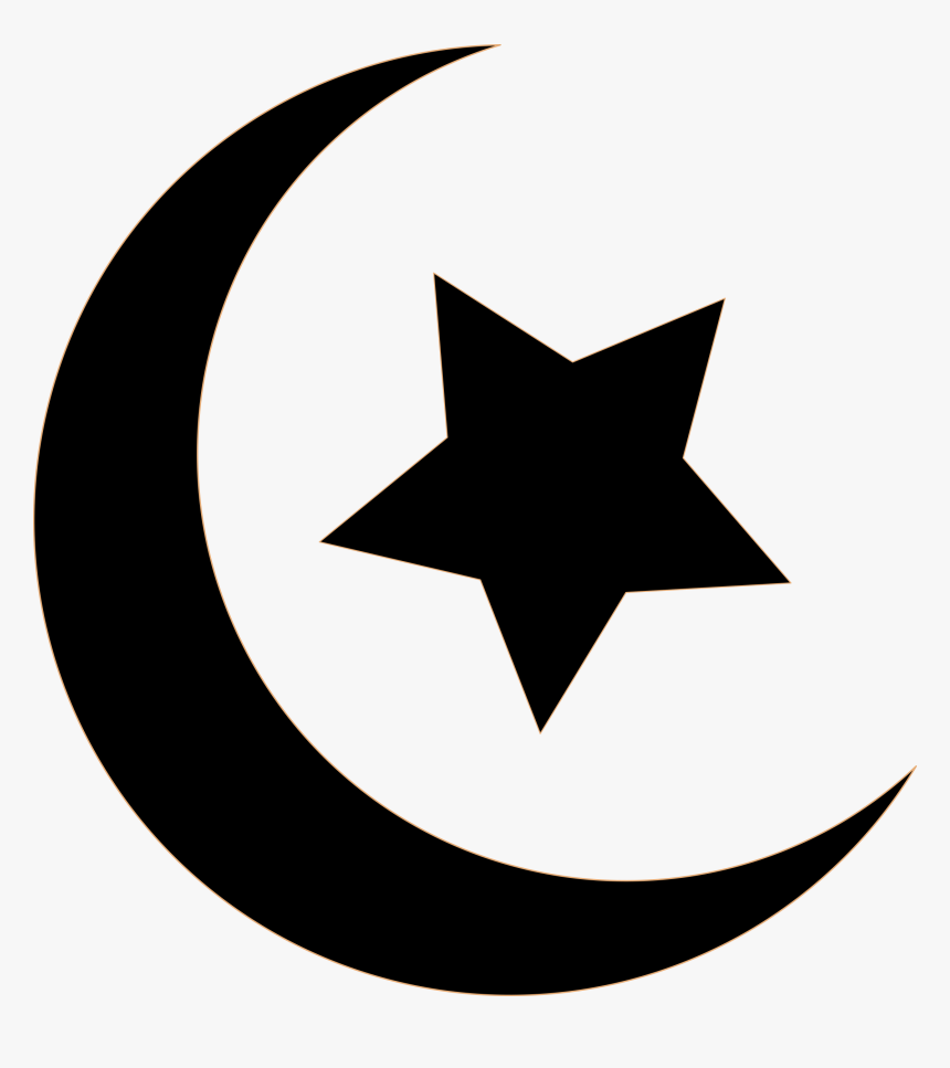 Crescent Clipart Black And White - Star And Crescent Clipart, HD Png Download