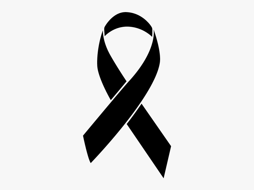 Black Colored Melanoma Ribbon - Gold Cancer Ribbon Png, Transparent Png