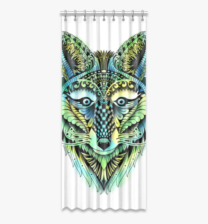 Water Color Ornate Foxy Wolf Head Ornate Drawing Window - Tiger, HD Png Download