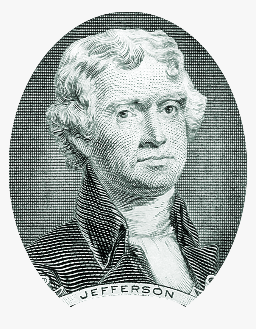Thomas Jefferson Portrait On Two Dollar Bill - Thomas Jefferson 2 Dollar, HD Png Download