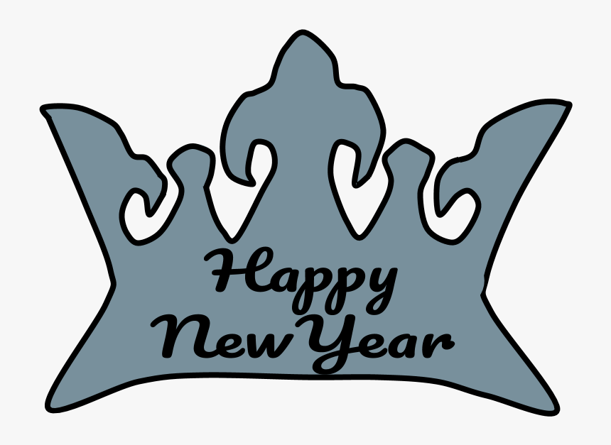 Crown, Silver, Happy New Year Lettering, HD Png Download