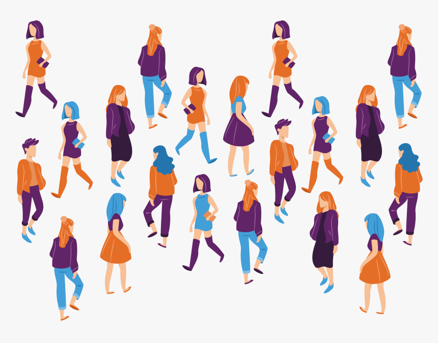 Transparent Crowd Of People Png - People Walking Illustration Png, Png Download