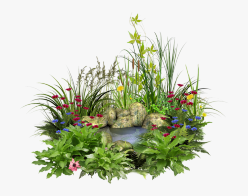 #water #rocks #flowers #grass #nature - Flower Grass Water Png, Transparent Png