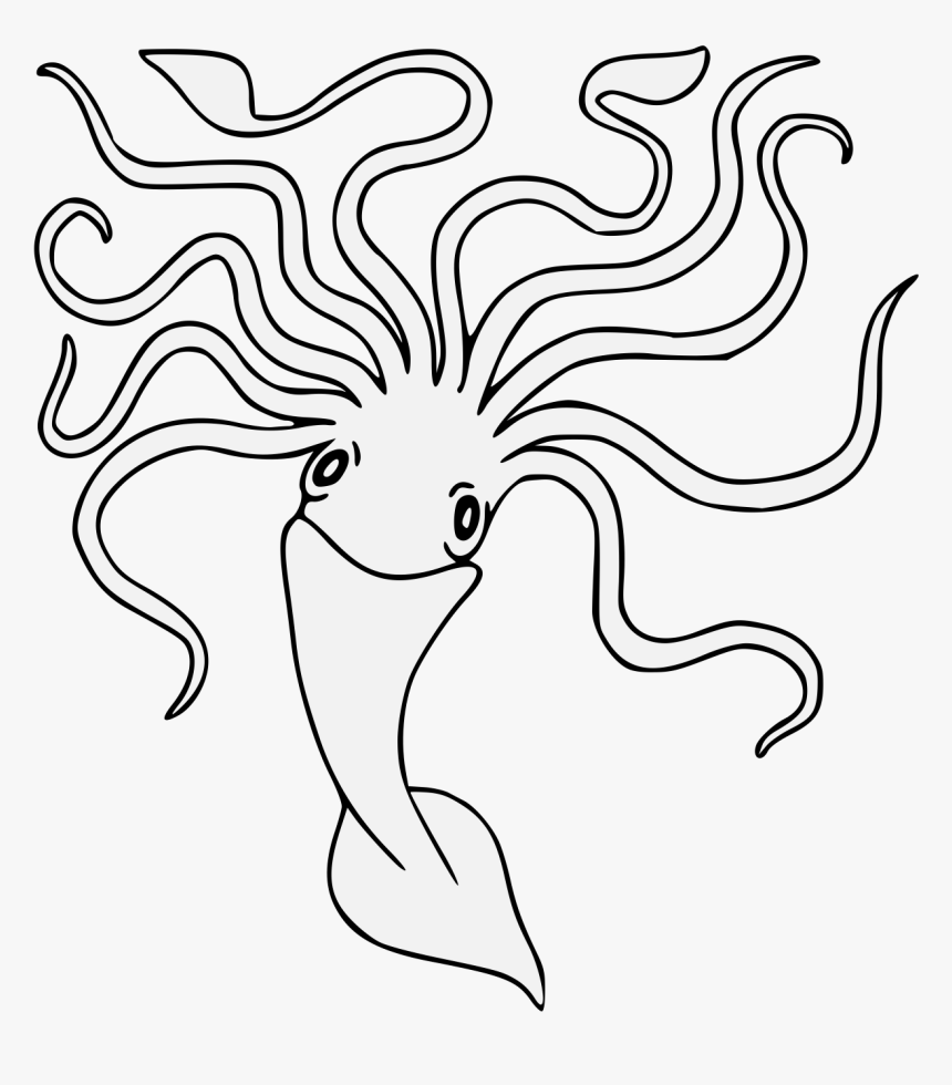 Kraken Squid Octopus Drawing Black And White - Kraken Drawing, HD Png Download