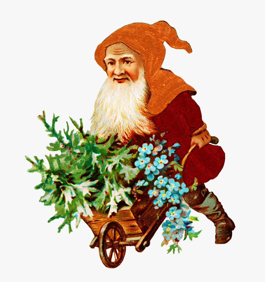 Vintage Clip Art Of Christmas Elf With Presents - Vintage Christmas Elf Clipart, HD Png Download
