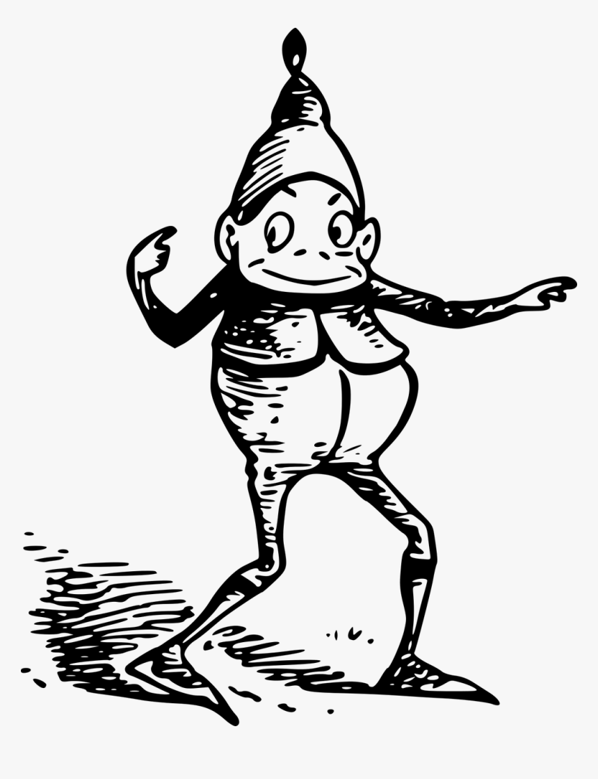 Dwarf Cartoon Black And White, HD Png Download