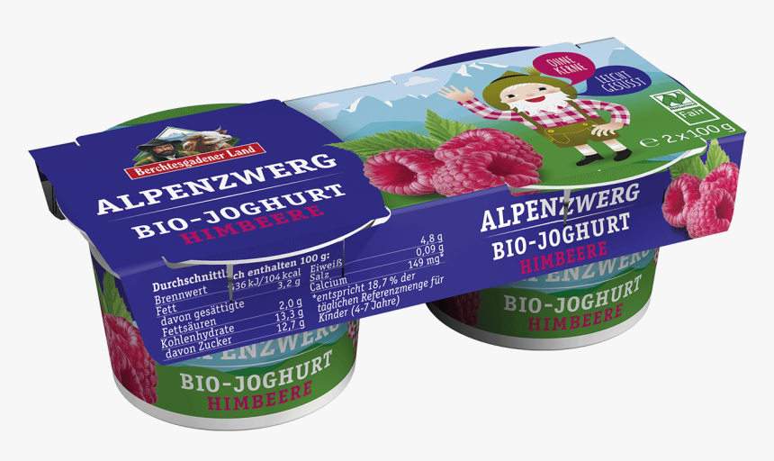 Alpine Gnome Organic Yoghurt, 2 X 100 G Pot Raspberry - Bio Kinder Joghurt, HD Png Download