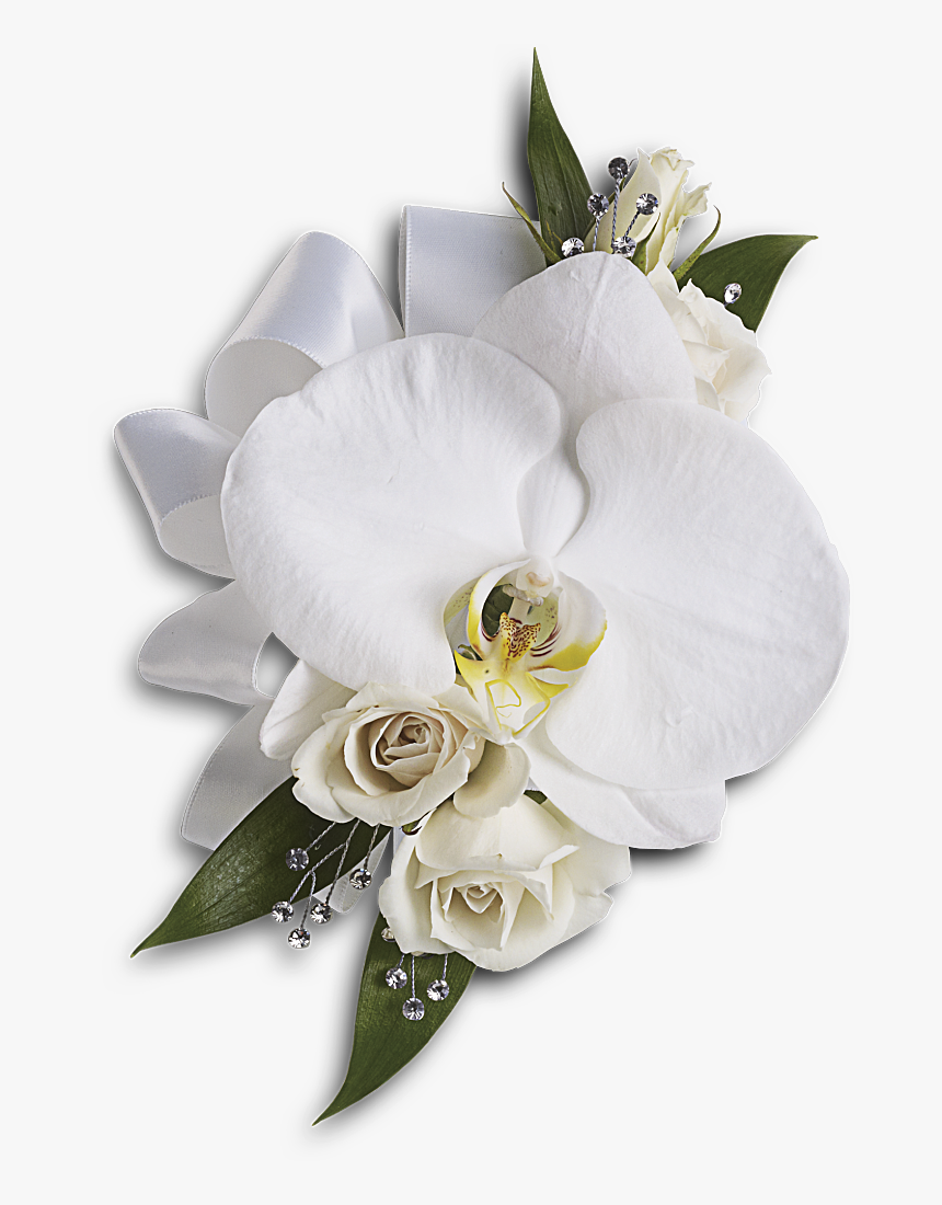 White Wedding Flowers Png - Phalaenopsis Orchid Wrist Corsage, Transparent Png