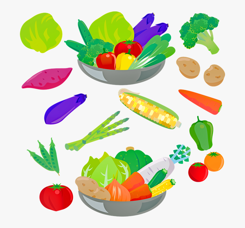 Vegetables, Salad, Broccoli, Corn, Potatoes, Eggplant - Vegetable, HD Png Download
