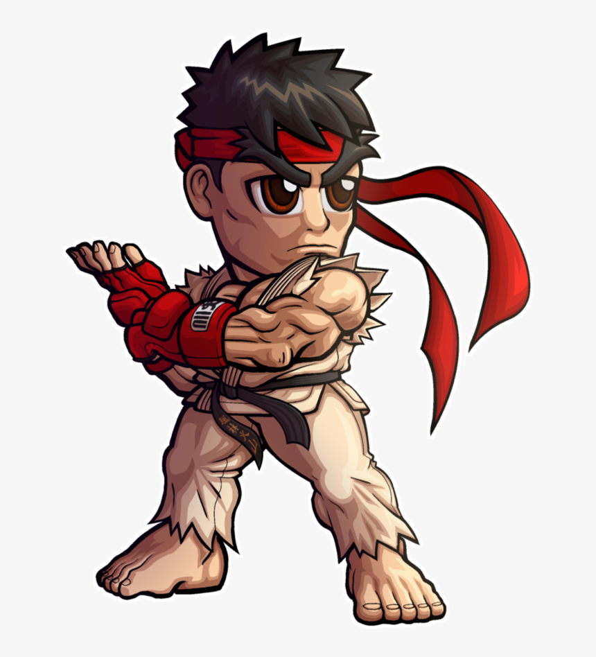 Cartoon,fictional Art,style - Street Fighter Chibi Ryu, HD Png Download