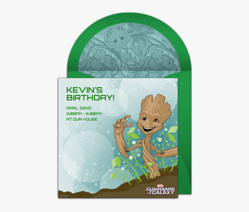 Gotg Baby Groot Online Invitation - Baby Groot Birthday Invitation, HD Png Download