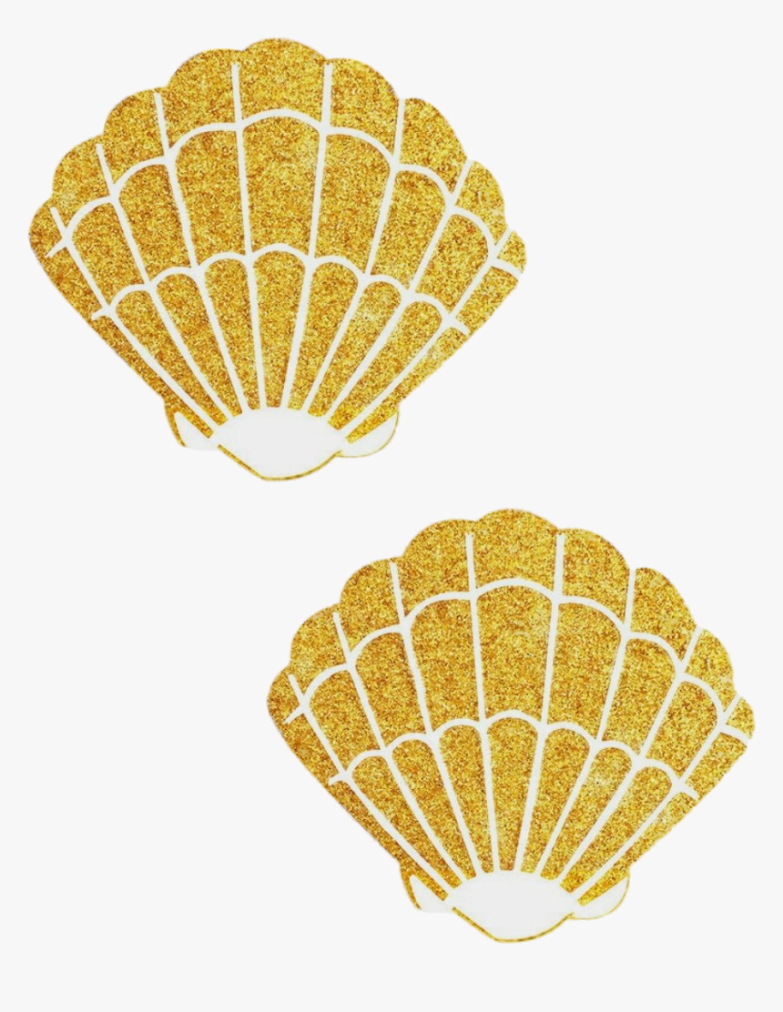Gold Fairy Dust Glitter Mermaid Shell Pasties - Gold Glitter Seashell Clip Art, HD Png Download