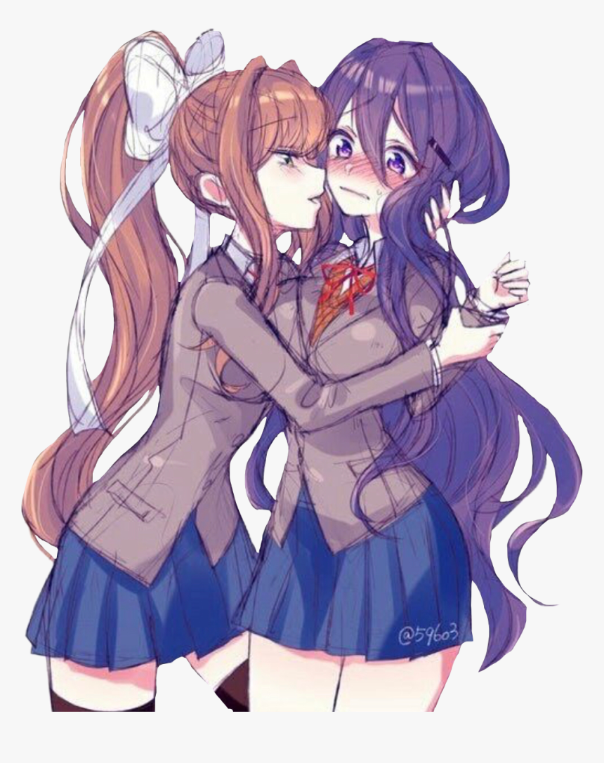#yuri #monika #ddlc #dokidokiliteratureclub #dokidoki - Monika X Yuri Ddlc, HD Png Download