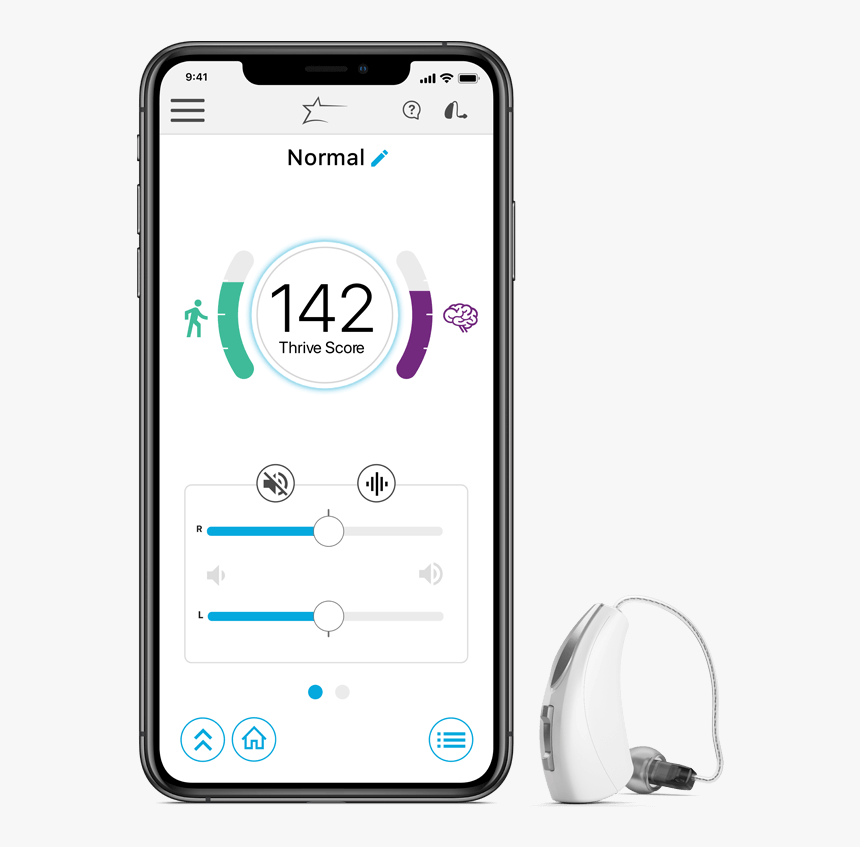 Livio Ai Hearing Aid Next To An Iphone X Running The - Starkey Livio, HD Png Download